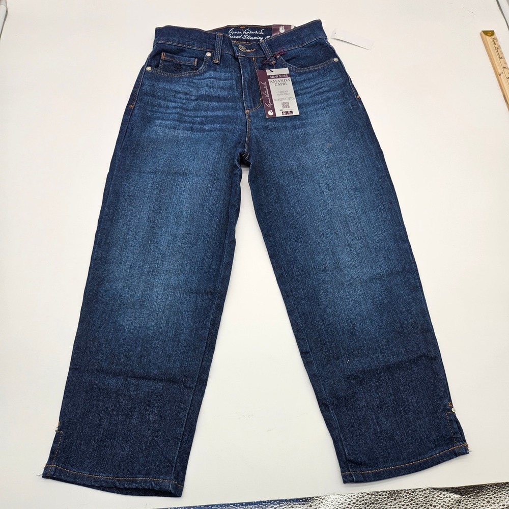 Gloria Vanderbilt Amanda Capri Jeans Womens Sz 2 Dark Wash Slimming Stretch